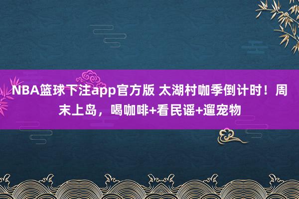 NBA篮球下注app官方版 太湖村咖季倒计时！周末上岛，喝咖啡+看民谣+遛宠物