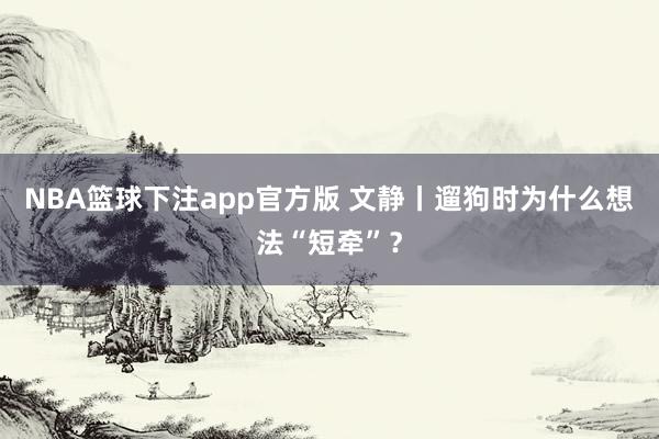 NBA篮球下注app官方版 文静丨遛狗时为什么想法“短牵”？