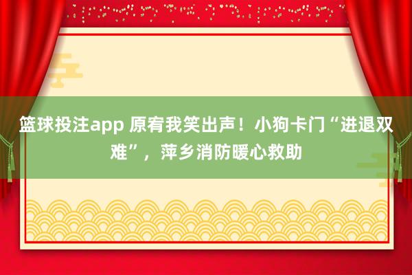 篮球投注app 原宥我笑出声！小狗卡门“进退双难”，萍乡消防暖心救助