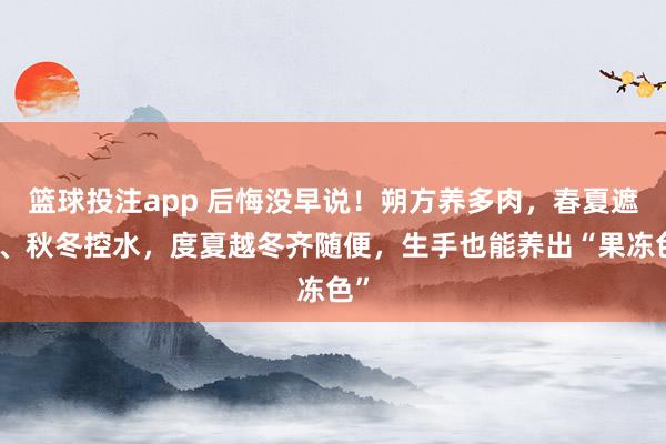 篮球投注app 后悔没早说！朔方养多肉，春夏遮阴、秋冬控水，度夏越冬齐随便，生手也能养出“果冻色”