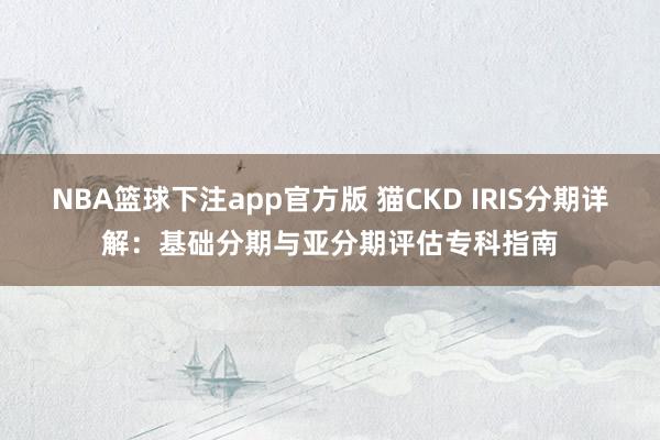 NBA篮球下注app官方版 猫CKD IRIS分期详解：基础分期与亚分期评估专科指南