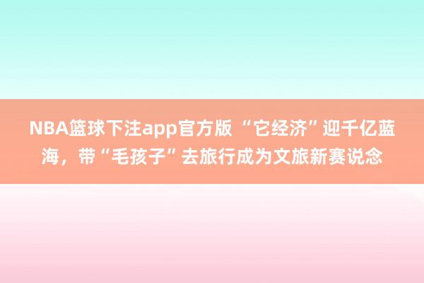 NBA篮球下注app官方版 “它经济”迎千亿蓝海，带“毛孩子”去旅行成为文旅新赛说念