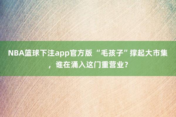 NBA篮球下注app官方版 “毛孩子”撑起大市集，谁在涌入这门重营业？