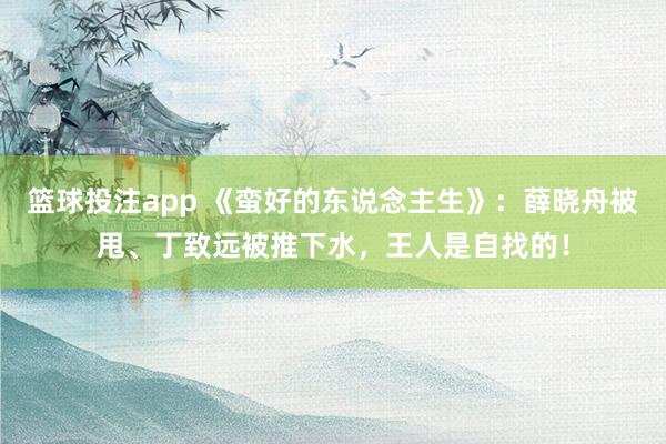 篮球投注app 《蛮好的东说念主生》：薛晓舟被甩、丁致远被推下水，王人是自找的！