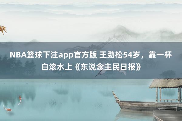 NBA篮球下注app官方版 王劲松54岁，靠一杯白滚水上《东说念主民日报》