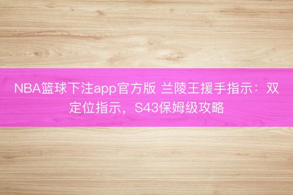 NBA篮球下注app官方版 兰陵王援手指示：双定位指示，S43保姆级攻略